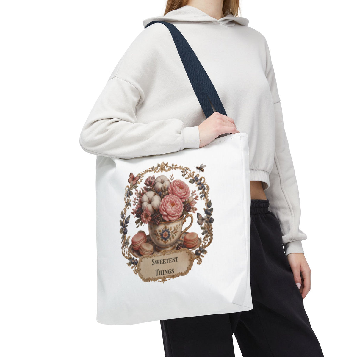 Vintage Floral Bouquet Tote — "Sweetest Things" Canvas Bag