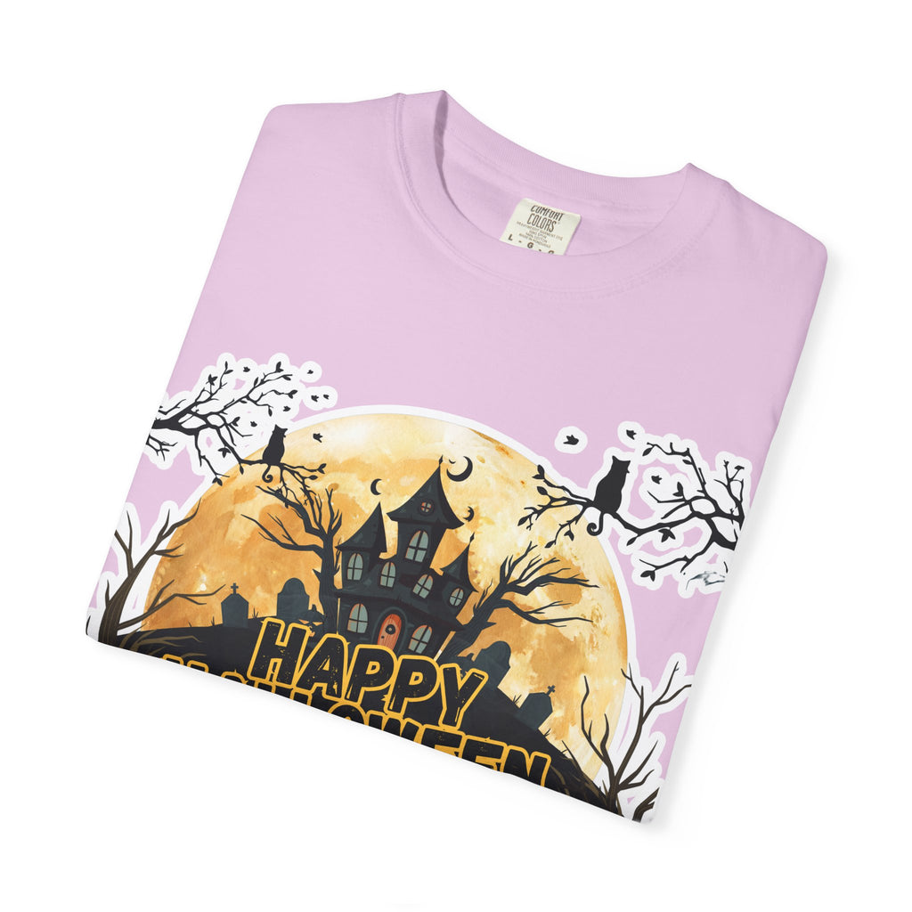 Halloween Haunted House T-Shirt — "Happy Halloween" Pumpkin Graphic Tee