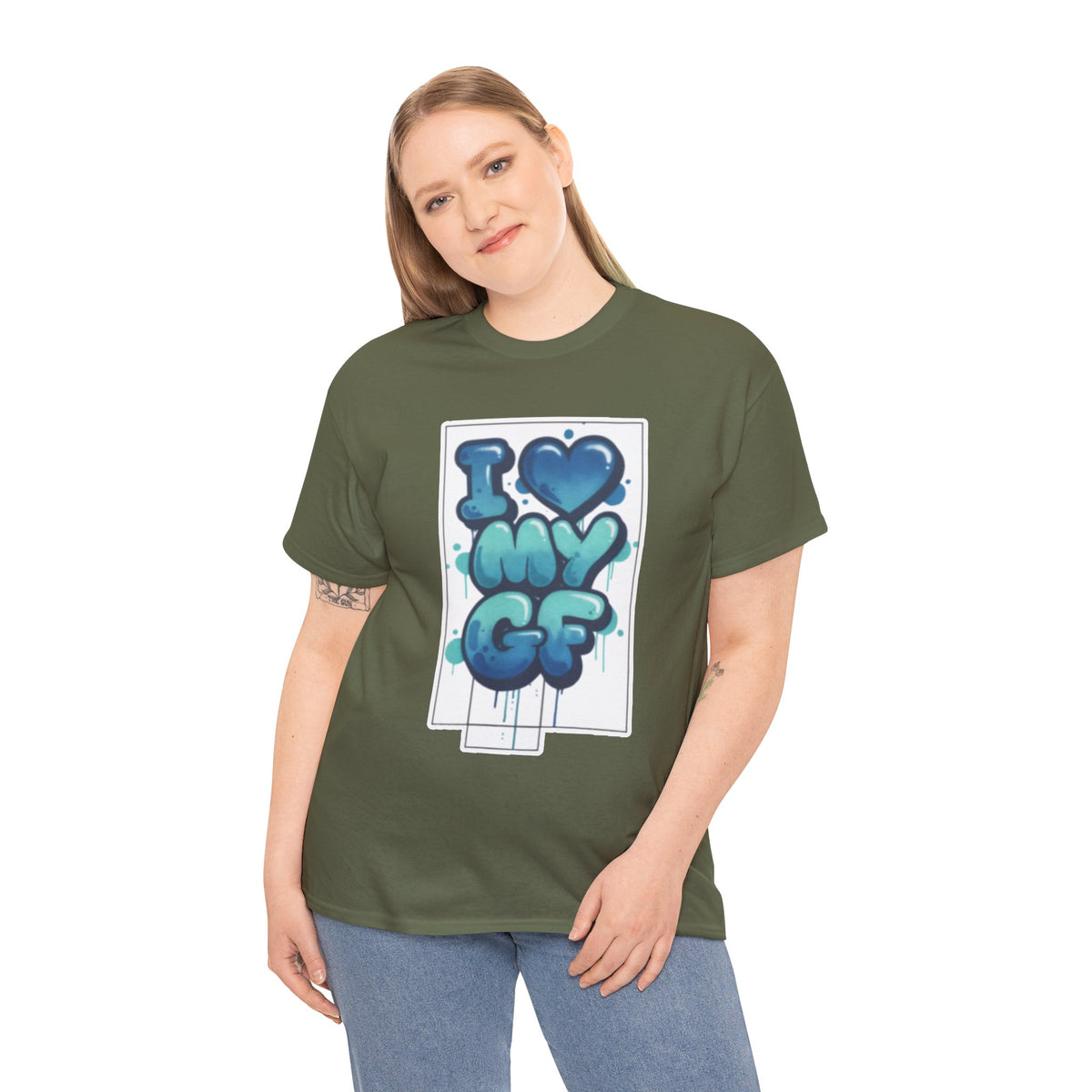 I LOVE My GF T-Shirt — Cute Blue Graffiti Love Tee for Girlfriend Gifts