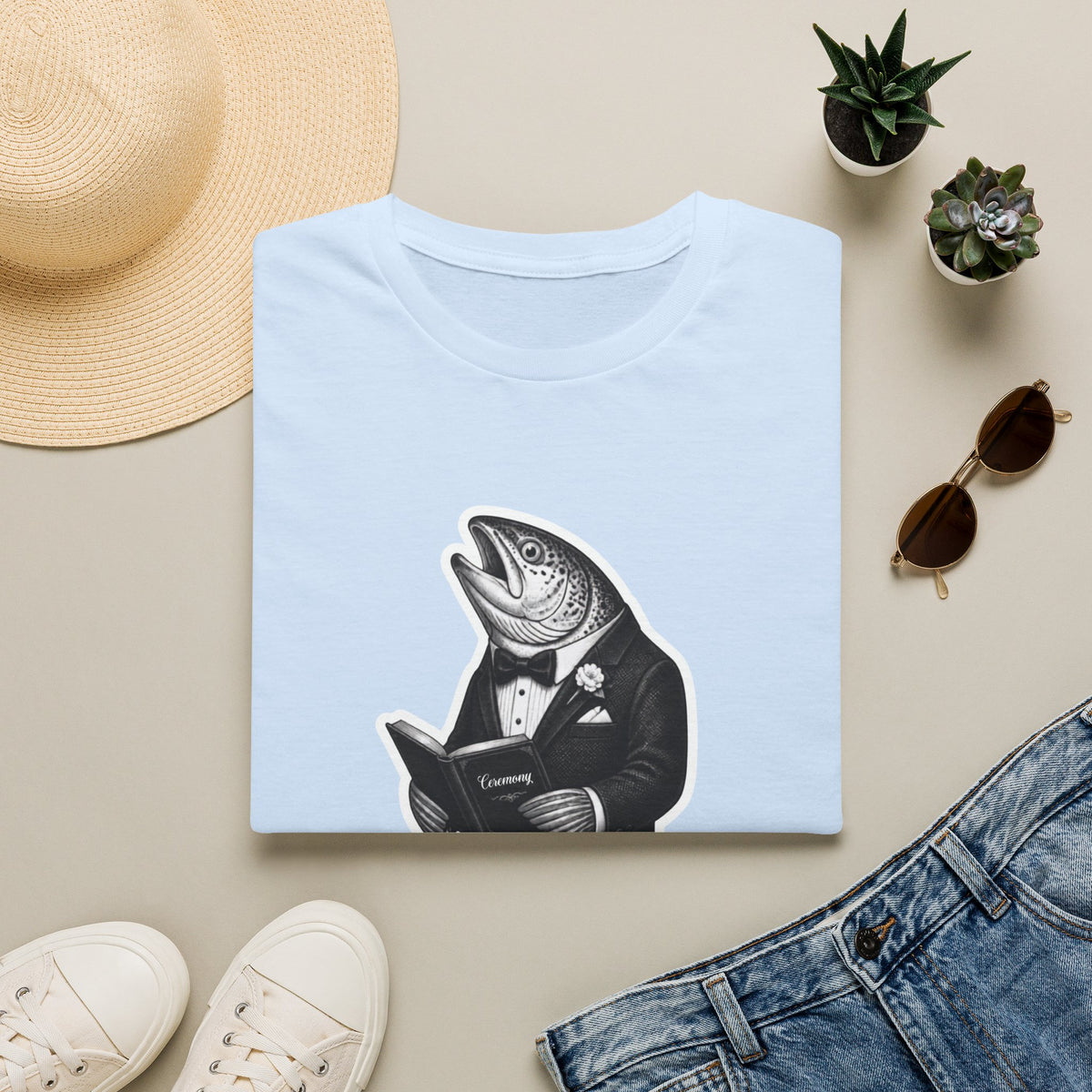Salmon Gentleman T-Shirt — Dapper Fish Graphic Tee