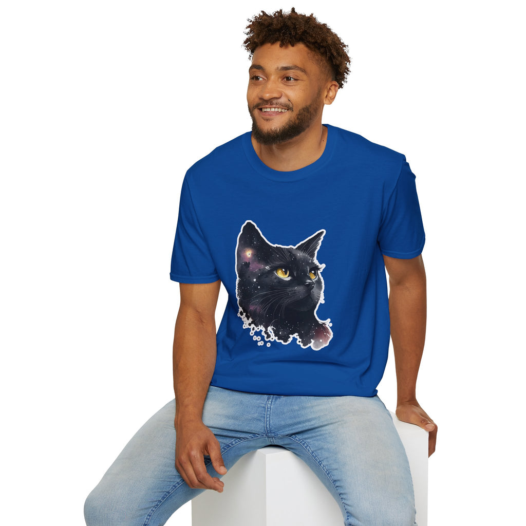 Galaxy Black Cat T-Shirt — Cosmic Cat Portrait Tee
