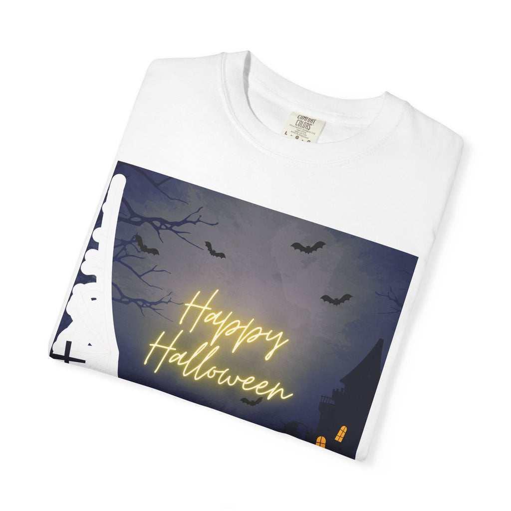 Halloween Night T-Shirt — "Happy Halloween" Haunted Graveyard Design