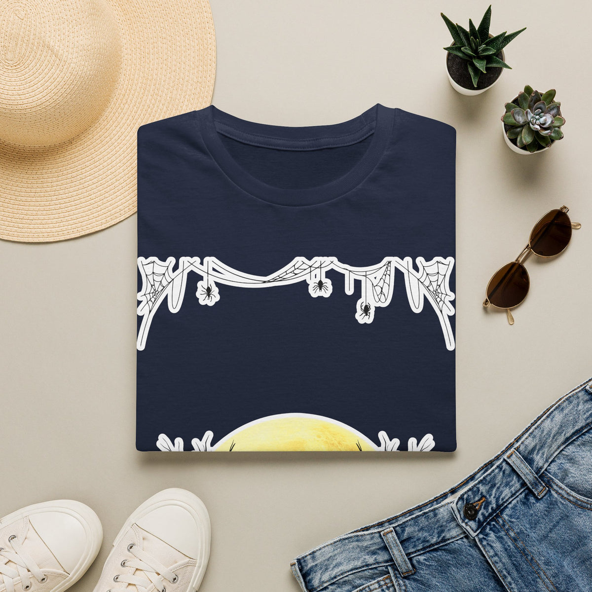 Halloween Moon Silhouette T-Shirt — Spooky Graveyard Pumpkin Scene