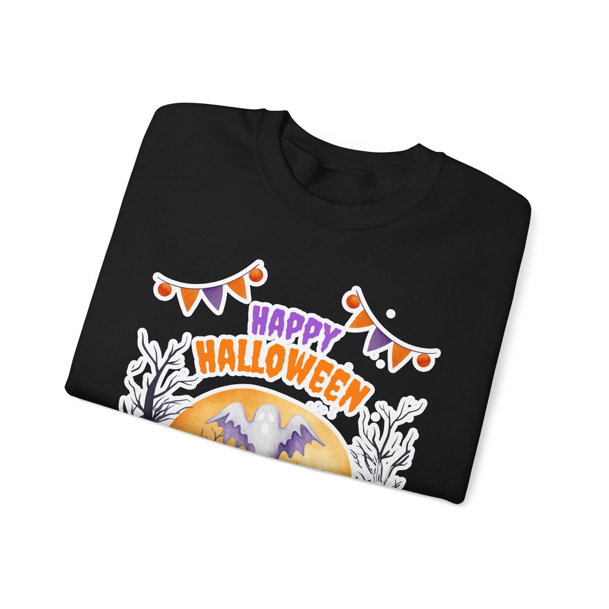 Happy Halloween Crewneck Sweatshirt — Cute Ghost Pumpkin Halloween Sweater