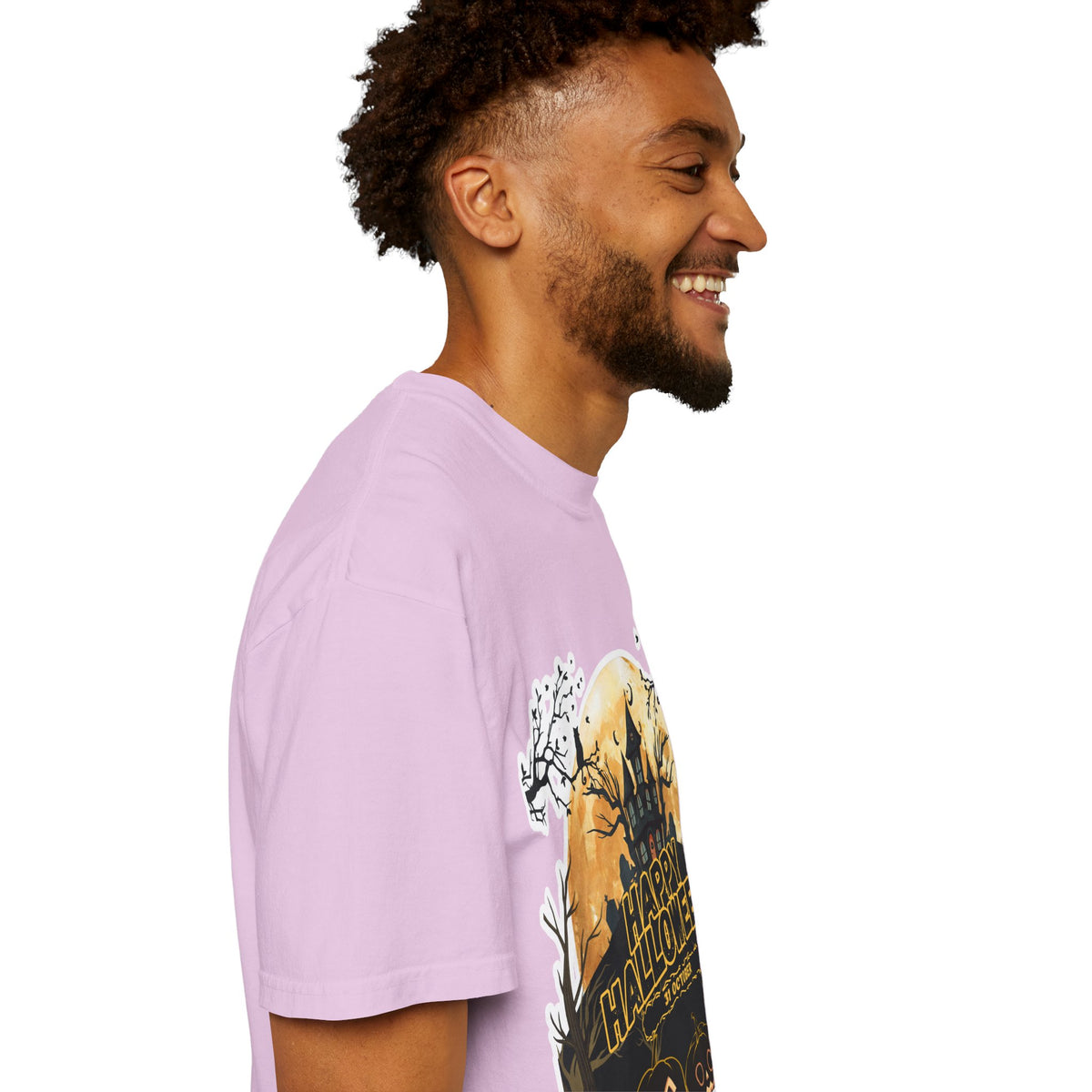 Halloween Haunted House T-Shirt — "Happy Halloween" Pumpkin Graphic Tee