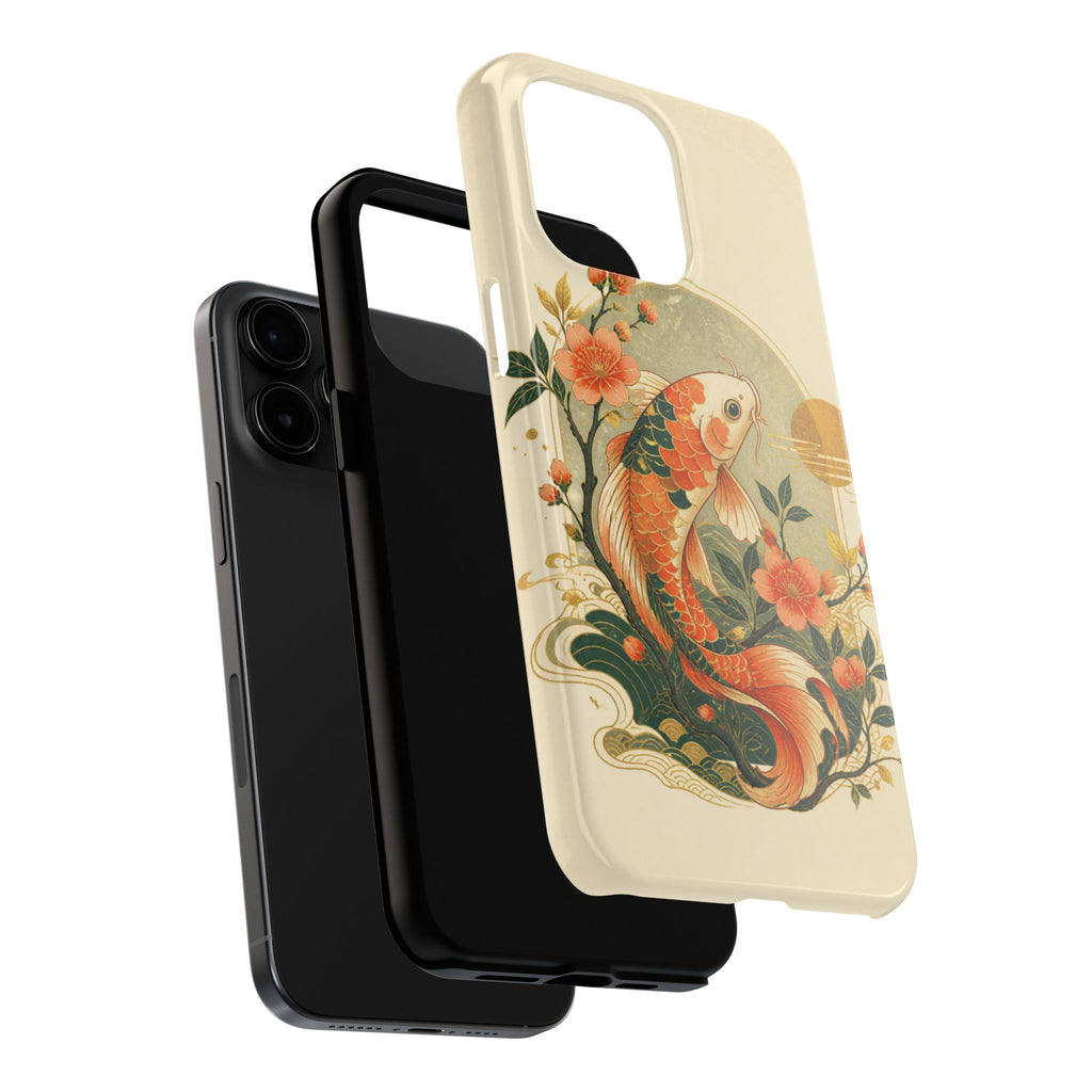 Koi Blossom Tough Phone Case — Vintage Japanese Fish Design