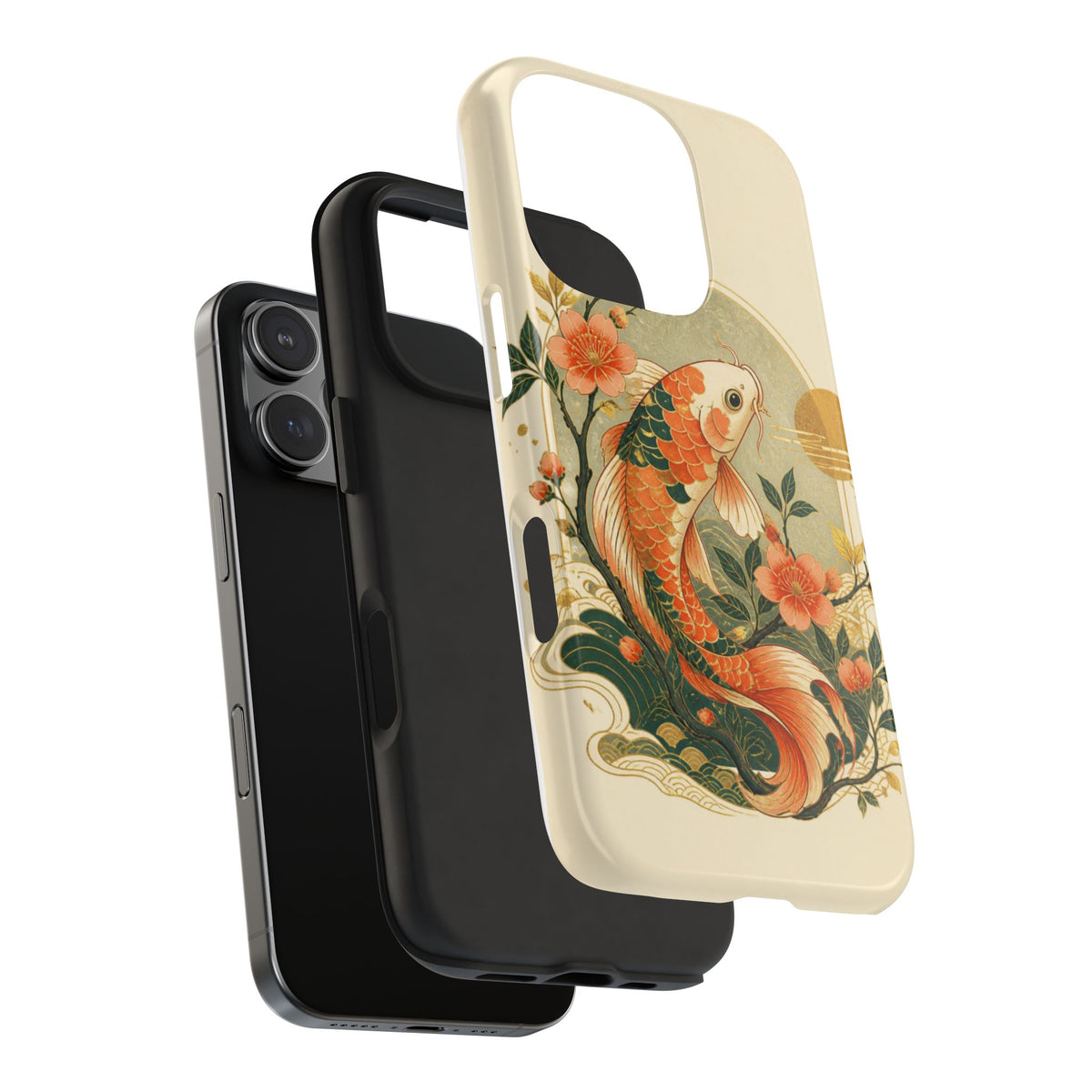 Koi Blossom Tough Phone Case — Vintage Japanese Fish Design