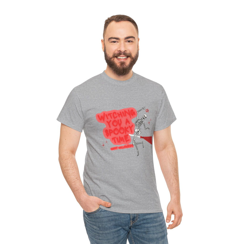 Skeleton 'Witching You a Spooky Time' Halloween T-Shirt