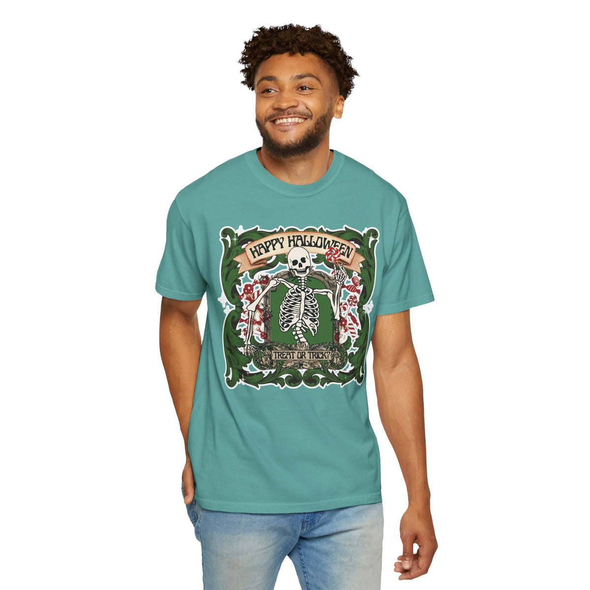 Happy Halloween Skeleton T-Shirt — Vintage Trick or Treat Graphic Tee