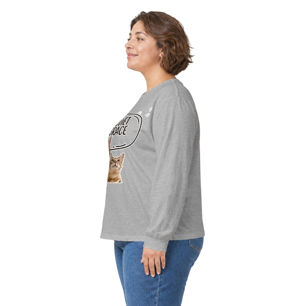 Quiet Grace Cat Long Sleeve Tee — Cute Kitty Photo Shirt
