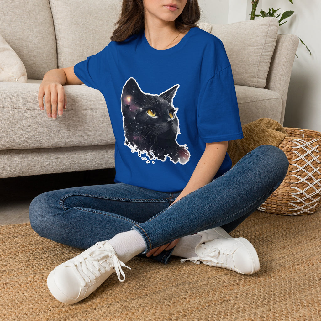 Galaxy Black Cat T-Shirt — Cosmic Cat Portrait Tee