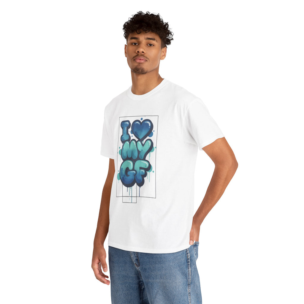 I LOVE My GF T-Shirt — Cute Blue Graffiti Love Tee for Girlfriend Gifts