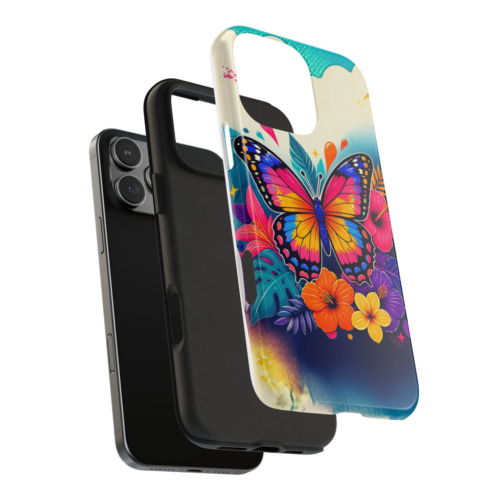 Butterfly Floral Tough Phone Case — Colorful Protective Phone Cover