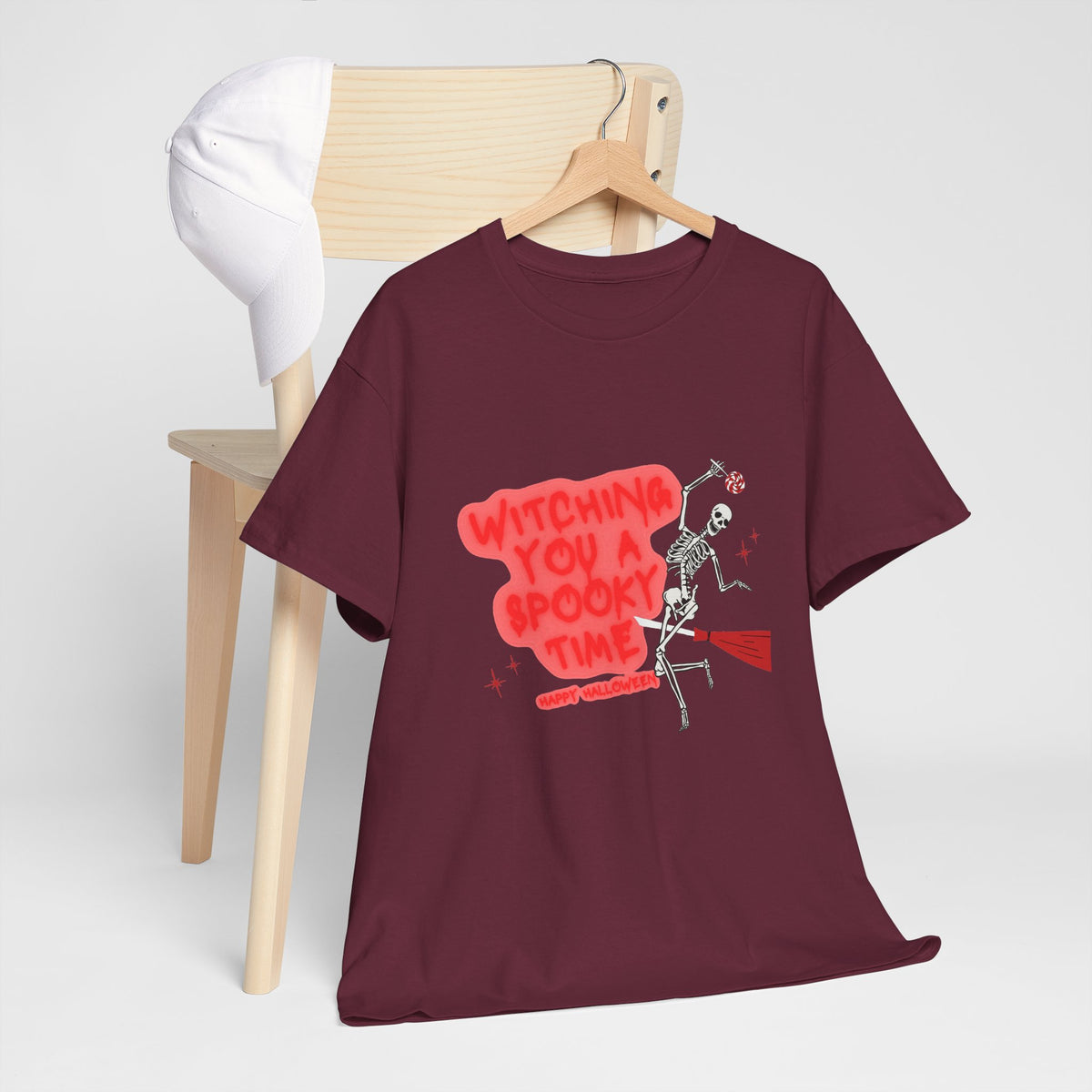 Skeleton 'Witching You a Spooky Time' Halloween T-Shirt