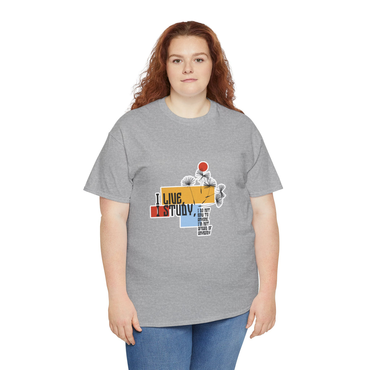 T-Shirt — I Live, I Study Graphic Tee (Minimalist Floral Collage)