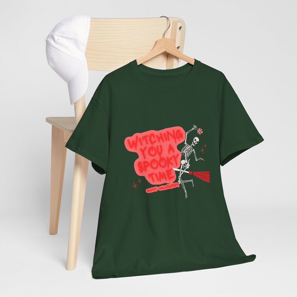 Skeleton 'Witching You a Spooky Time' Halloween T-Shirt