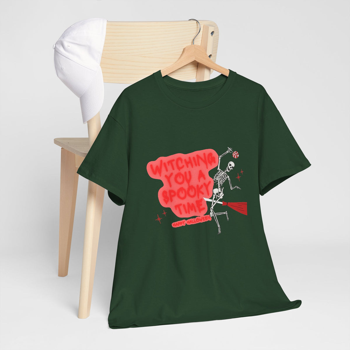 Skeleton 'Witching You a Spooky Time' Halloween T-Shirt