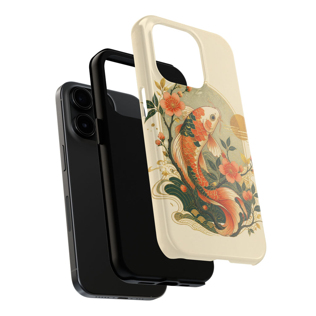 Koi Blossom Tough Phone Case — Vintage Japanese Fish Design