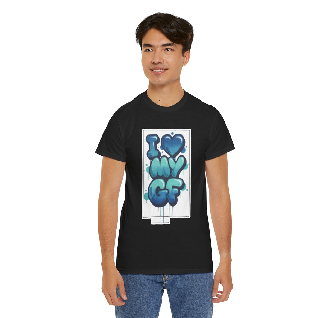 I LOVE My GF T-Shirt — Cute Blue Graffiti Love Tee for Girlfriend Gifts