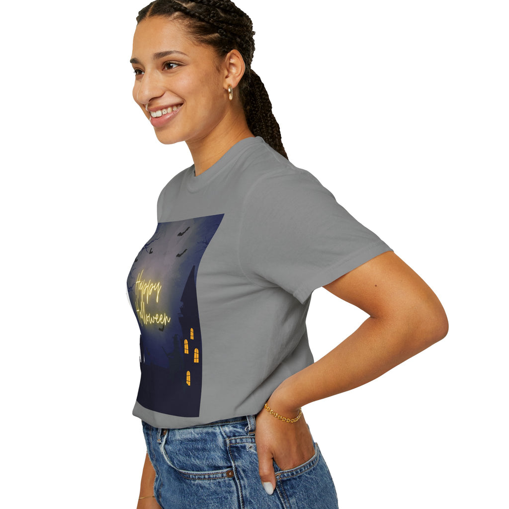 Halloween Night T-Shirt — "Happy Halloween" Haunted Graveyard Design