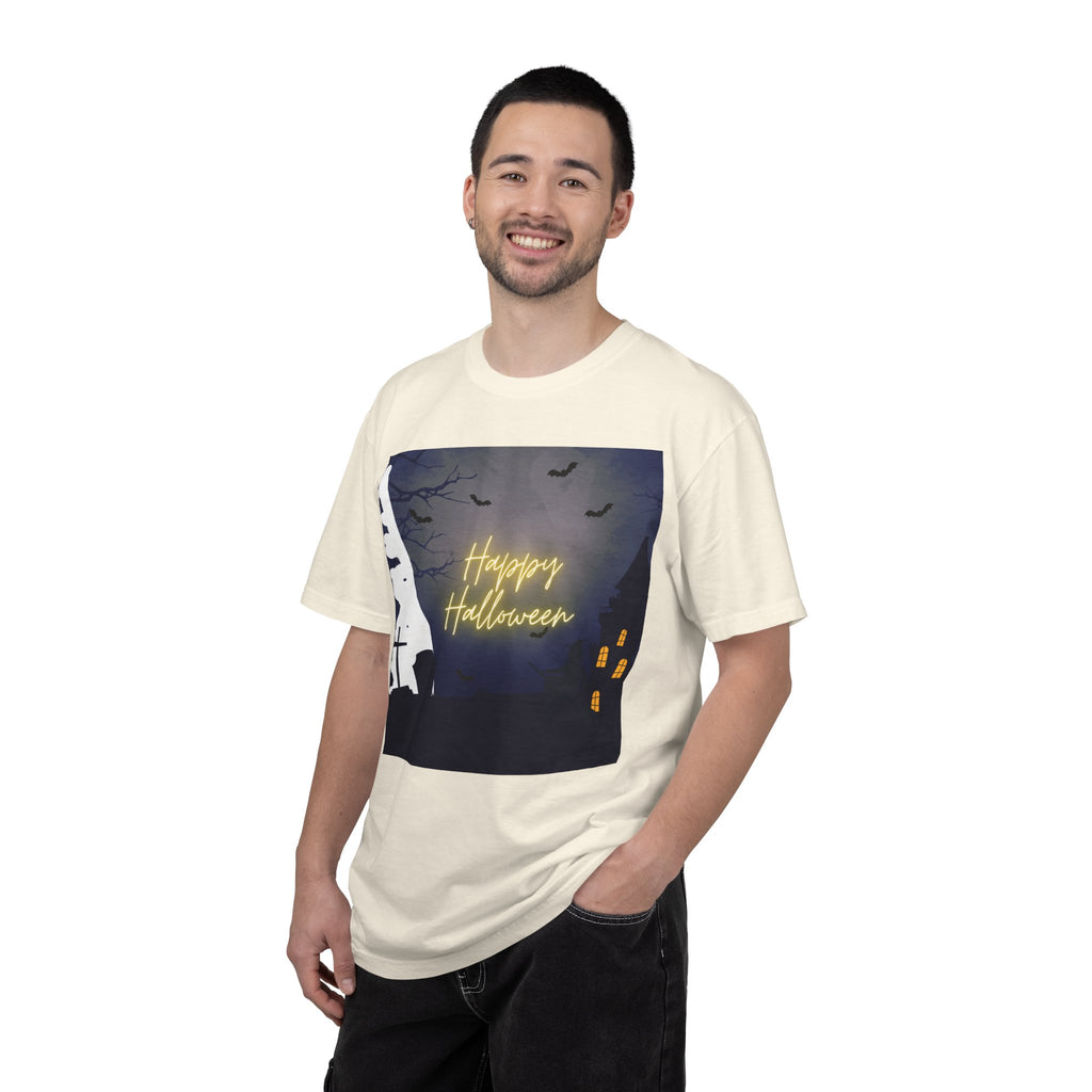 Halloween Night T-Shirt — "Happy Halloween" Haunted Graveyard Design