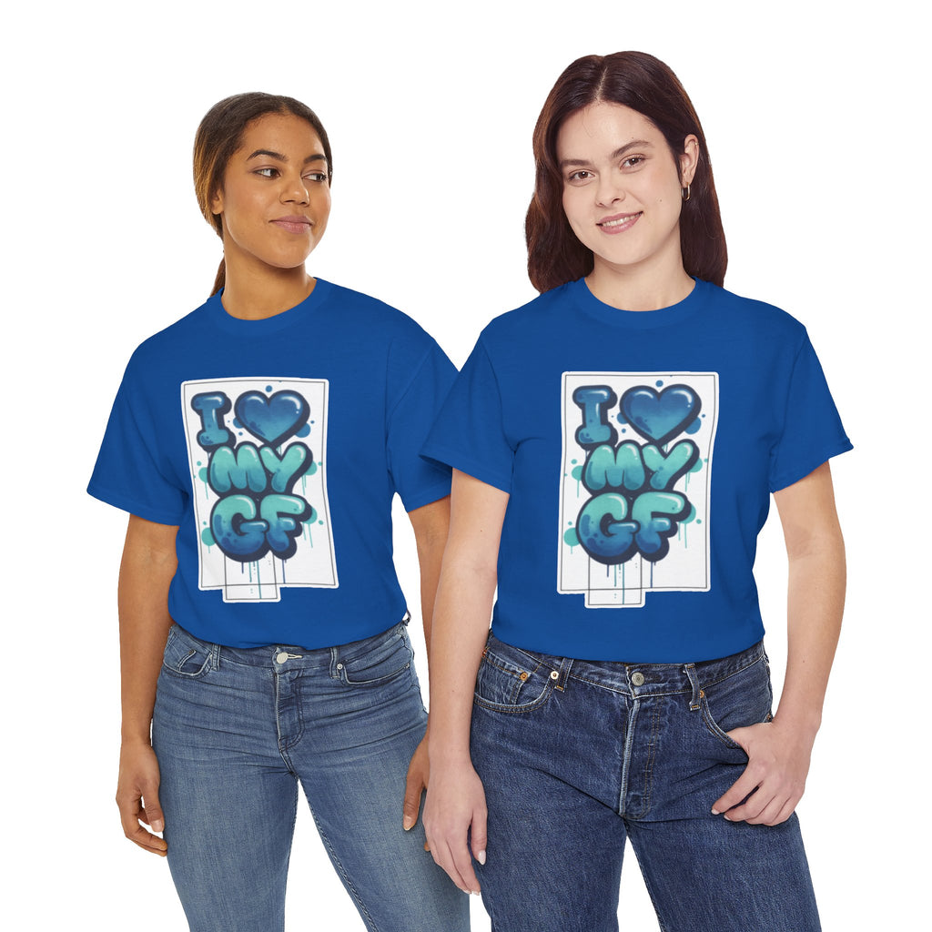 I LOVE My GF T-Shirt — Cute Blue Graffiti Love Tee for Girlfriend Gifts