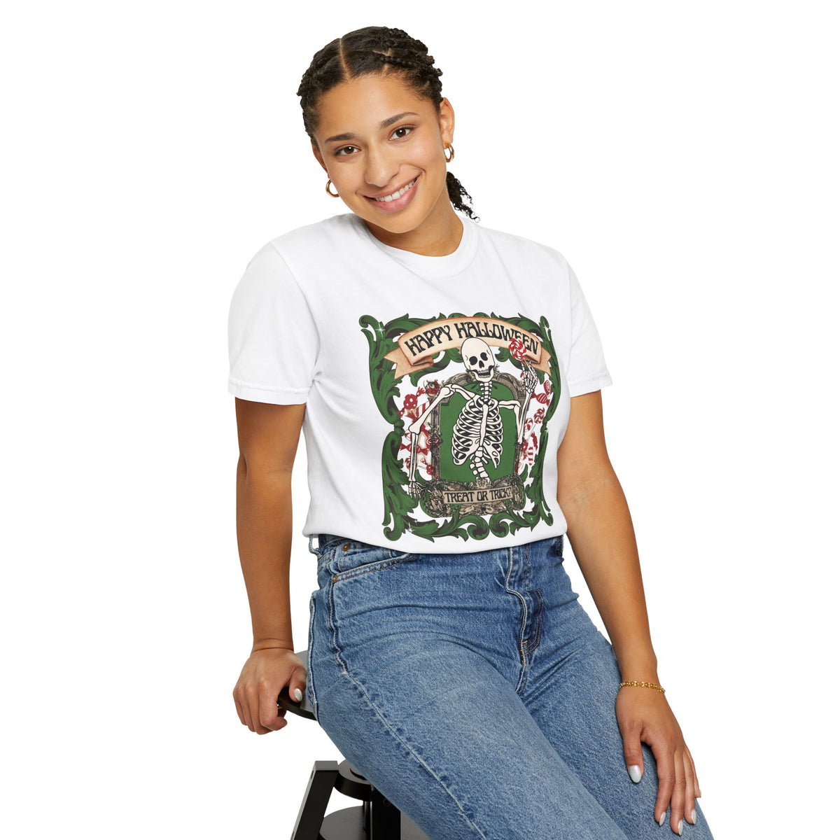 Happy Halloween Skeleton T-Shirt — Vintage Trick or Treat Graphic Tee