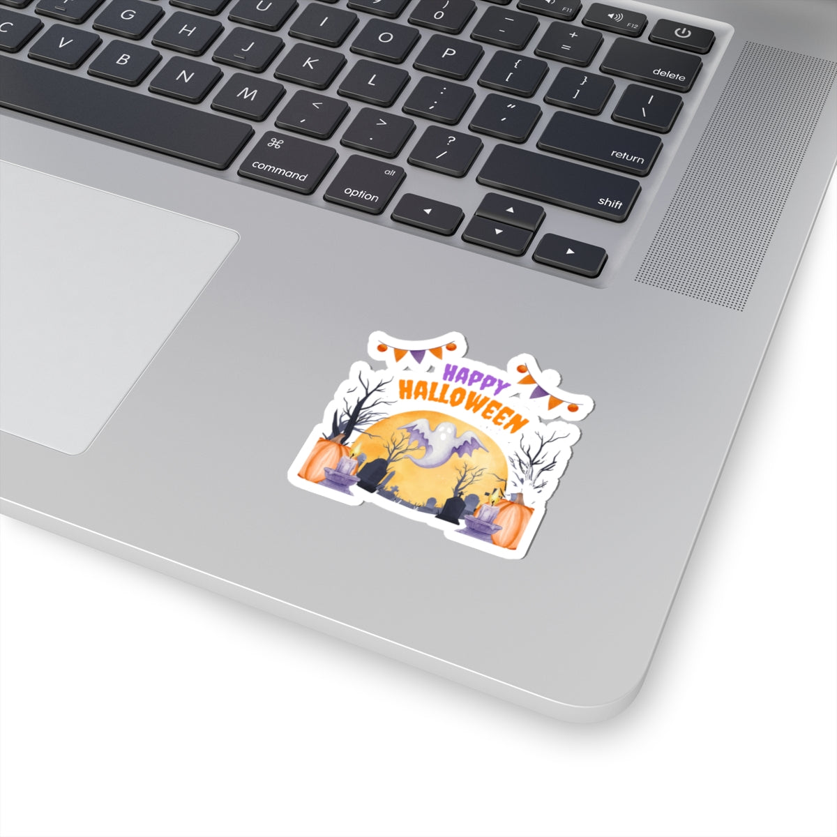Happy Halloween Ghost Sticker — Cute Spooky Kiss-Cut Halloween Decal