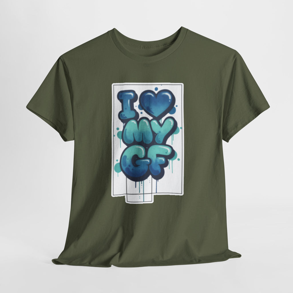 I LOVE My GF T-Shirt — Cute Blue Graffiti Love Tee for Girlfriend Gifts