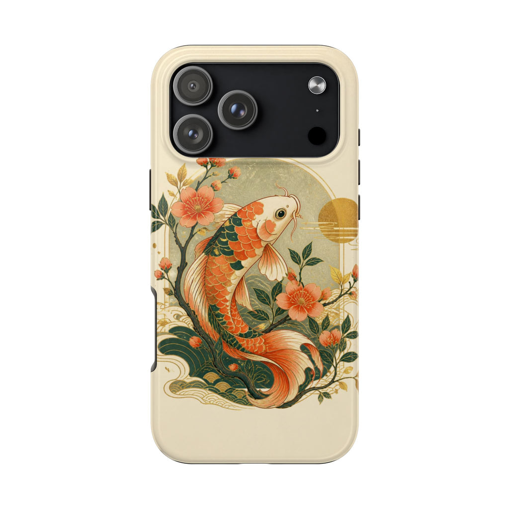 Koi Blossom Tough Phone Case — Vintage Japanese Fish Design