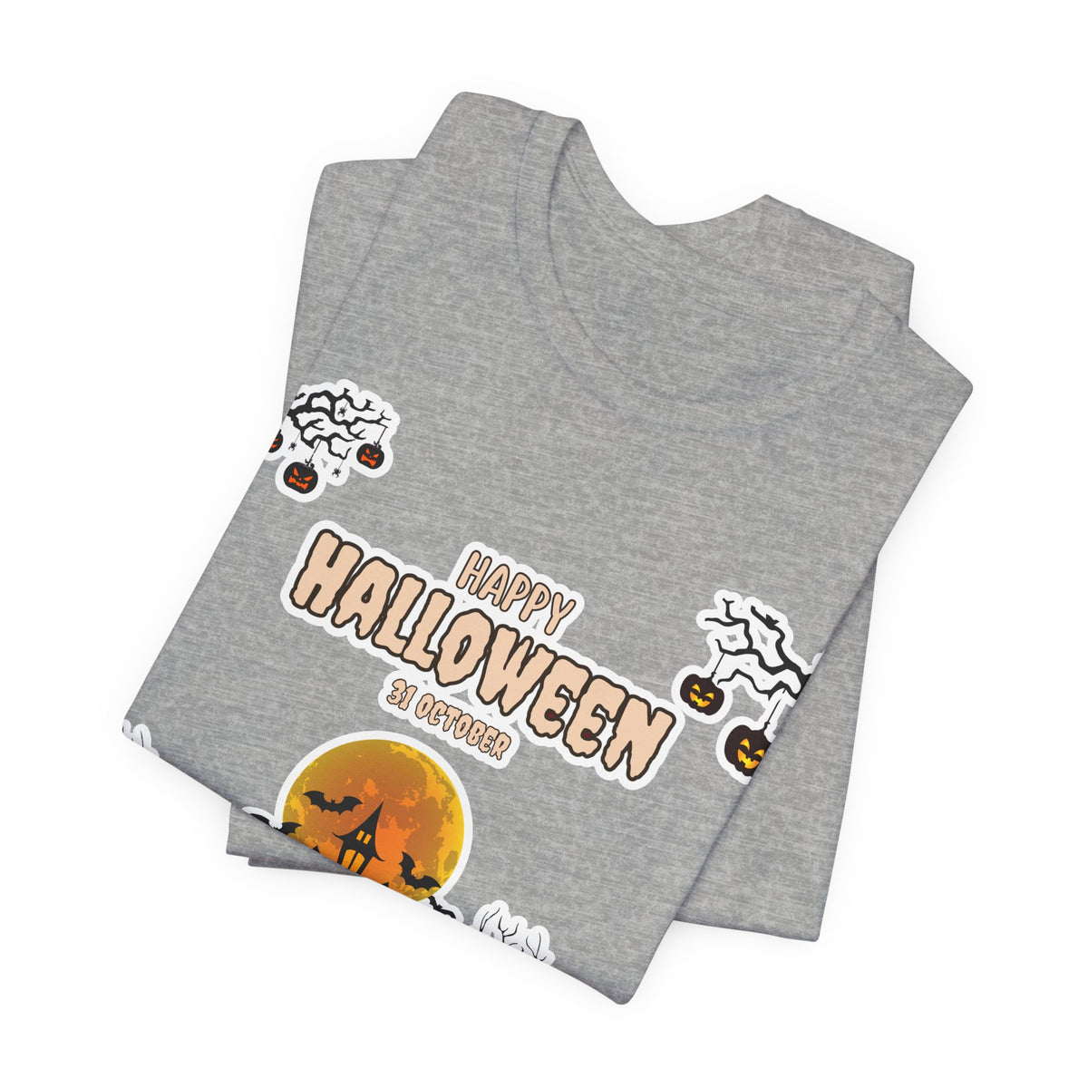 Halloween Haunted House T-Shirt — "Happy Halloween" Pumpkin Spooky Tee
