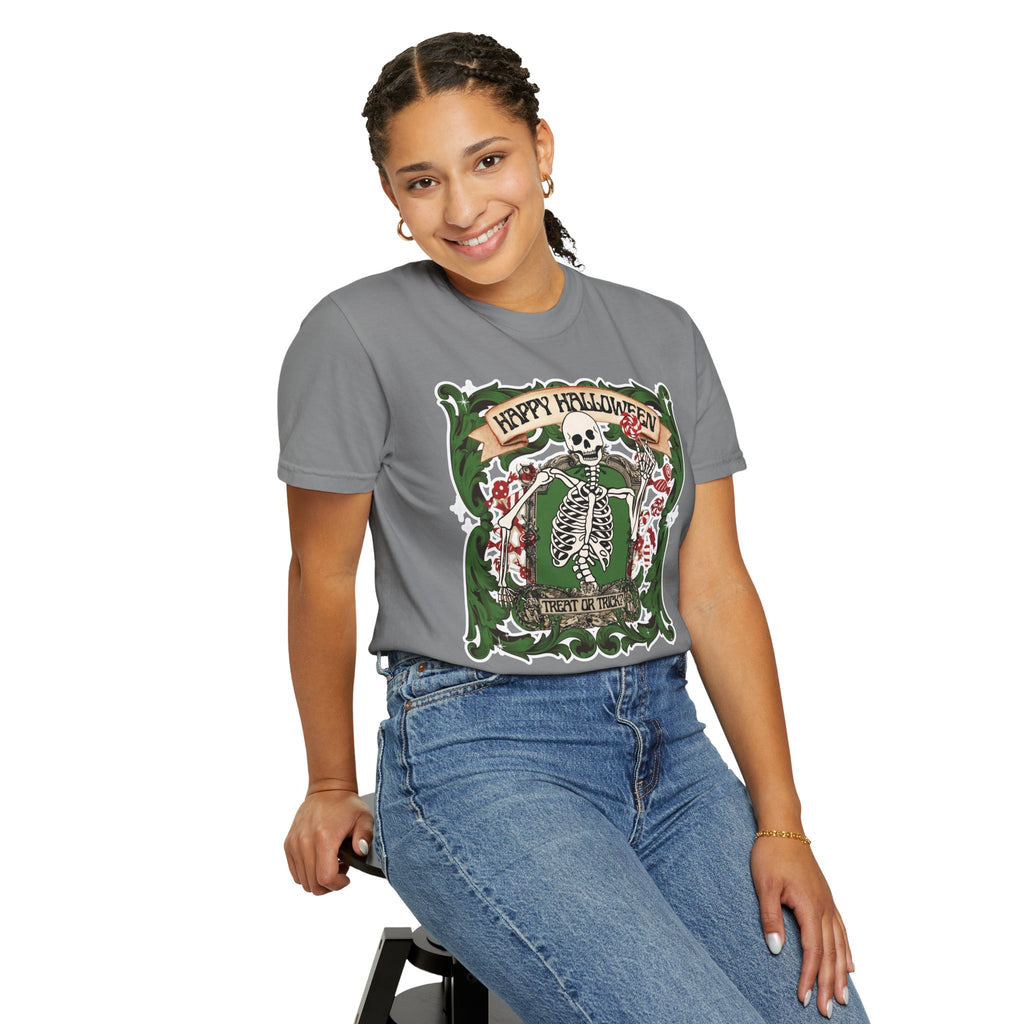 Happy Halloween Skeleton T-Shirt — Vintage Trick or Treat Graphic Tee
