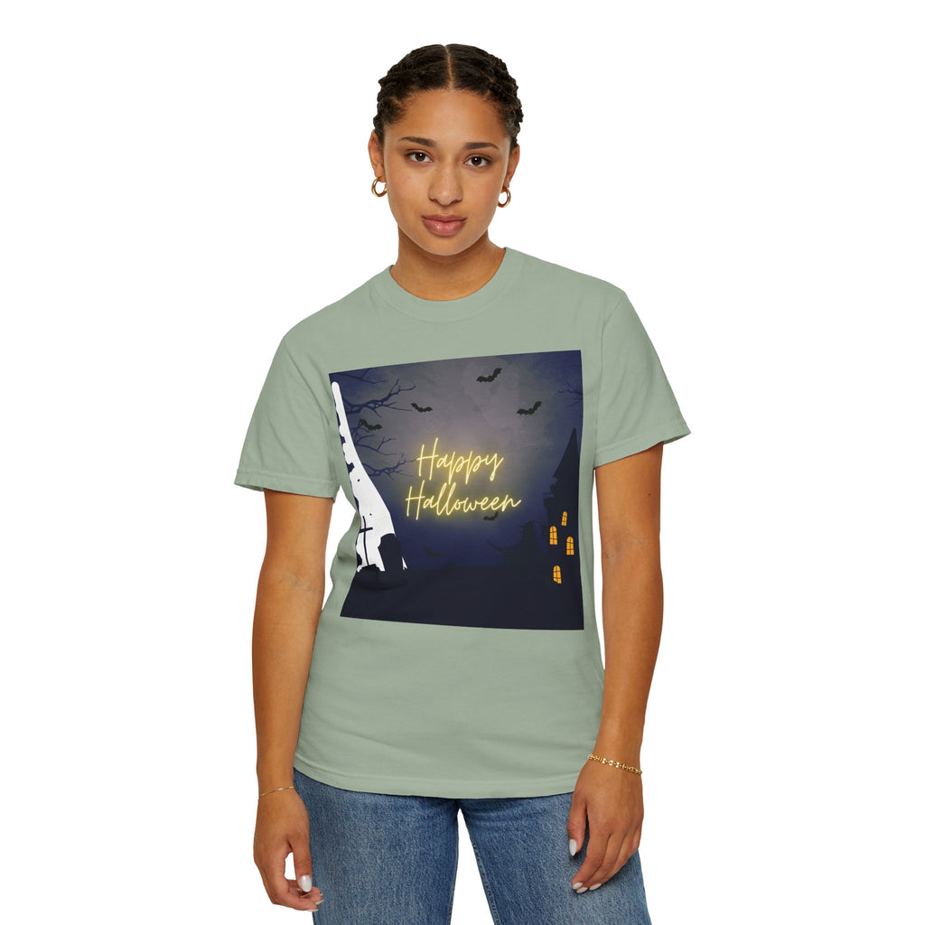 Halloween Night T-Shirt — "Happy Halloween" Haunted Graveyard Design