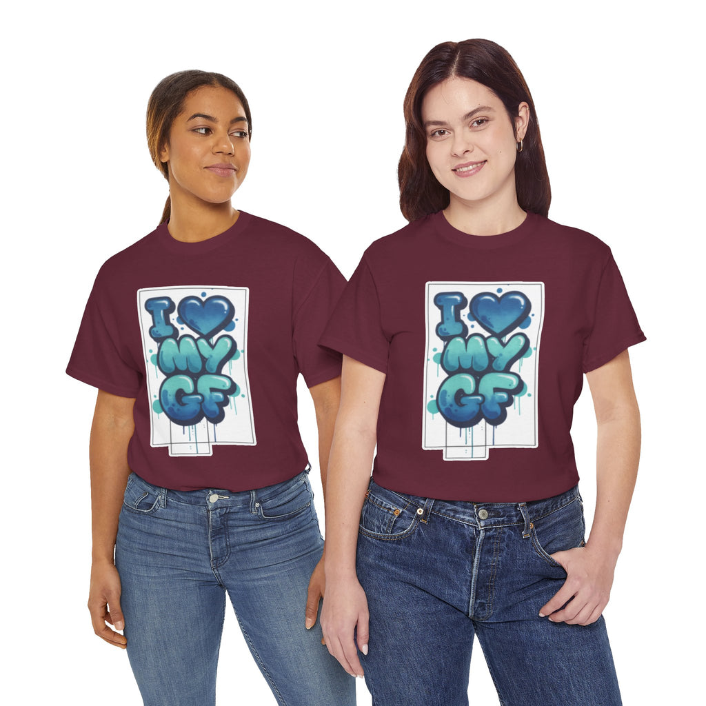 I LOVE My GF T-Shirt — Cute Blue Graffiti Love Tee for Girlfriend Gifts