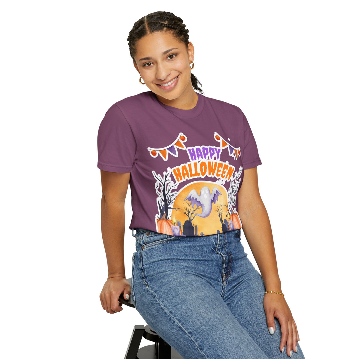 Happy Halloween T-Shirt — Ghost & Pumpkin Halloween Tee