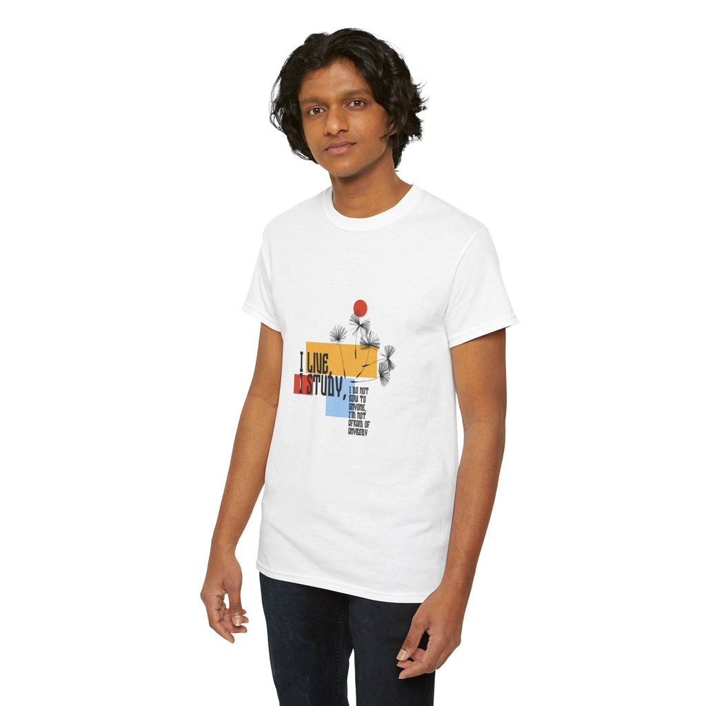 T-Shirt — I Live, I Study Graphic Tee (Minimalist Floral Collage)
