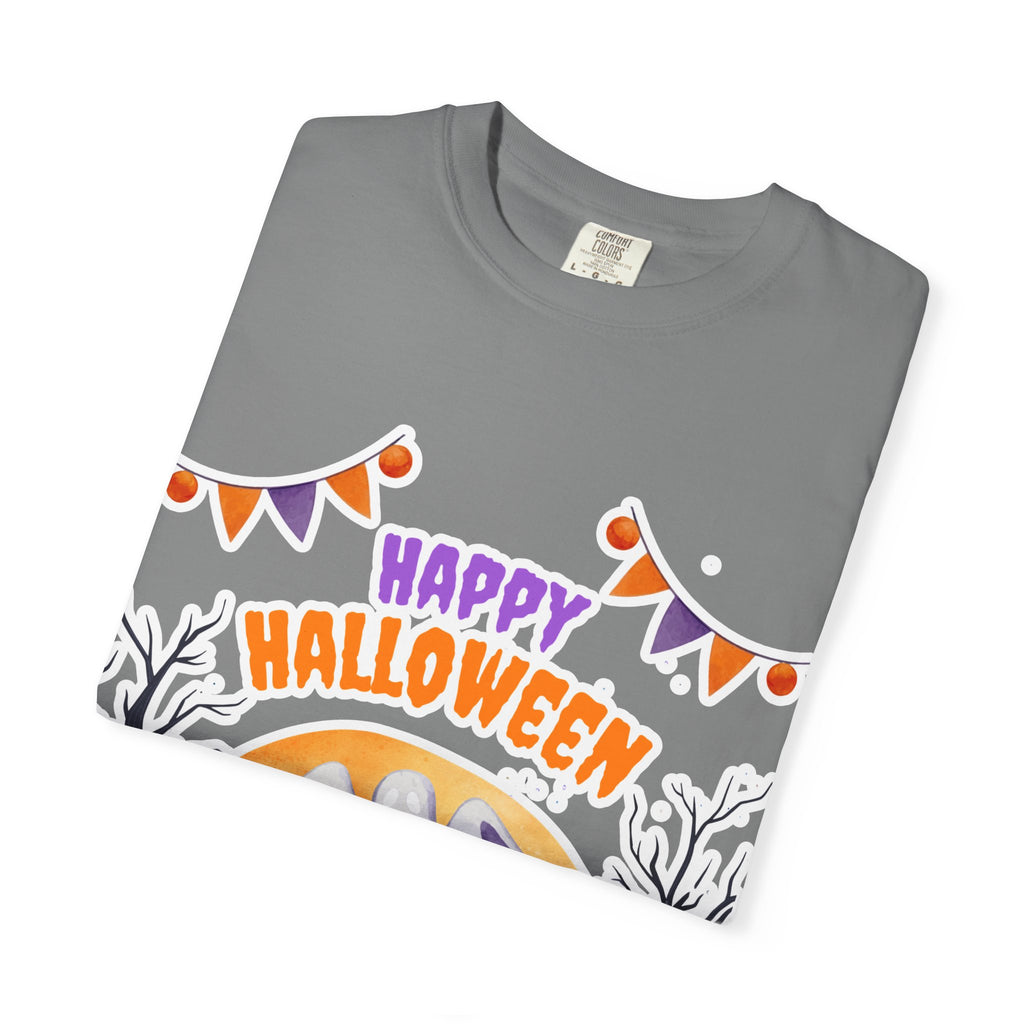 Happy Halloween T-Shirt — Ghost, Pumpkins & Graveyard Halloween Tee