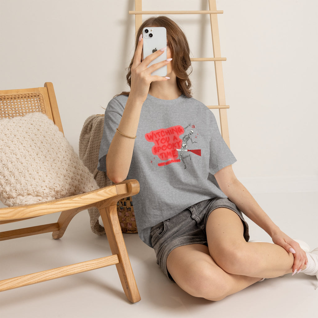 Skeleton 'Witching You a Spooky Time' Halloween T-Shirt
