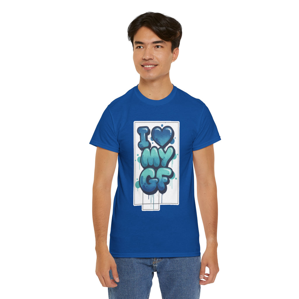 I LOVE My GF T-Shirt — Cute Blue Graffiti Love Tee for Girlfriend Gifts