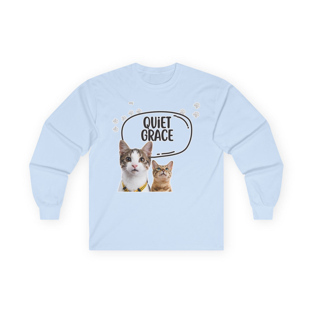 Quiet Grace Cat Long Sleeve Tee — Cute Kitty Photo Shirt