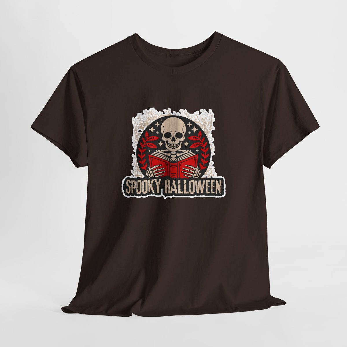 Spooky Halloween Skull Tee — Vintage Skeleton Reading Book Halloween T-Shirt