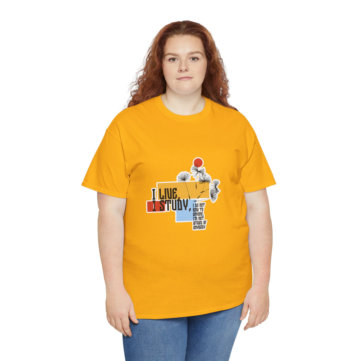 T-Shirt — I Live, I Study Graphic Tee (Minimalist Floral Collage)