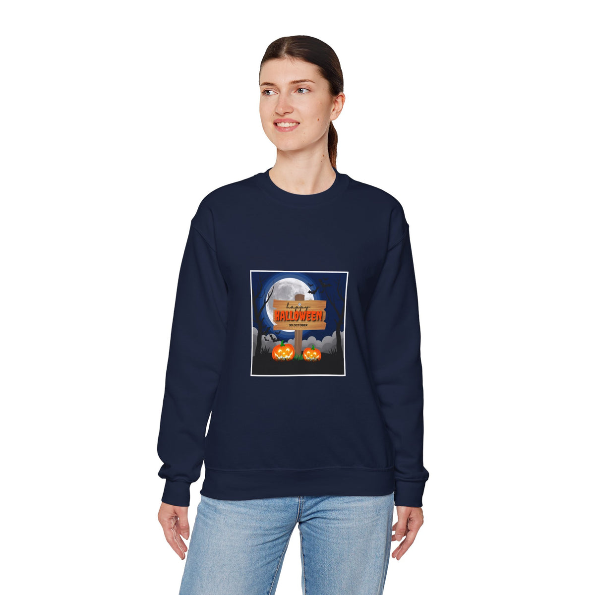 Halloween Crewneck Sweatshirt - Spooky Night Pumpkins Design