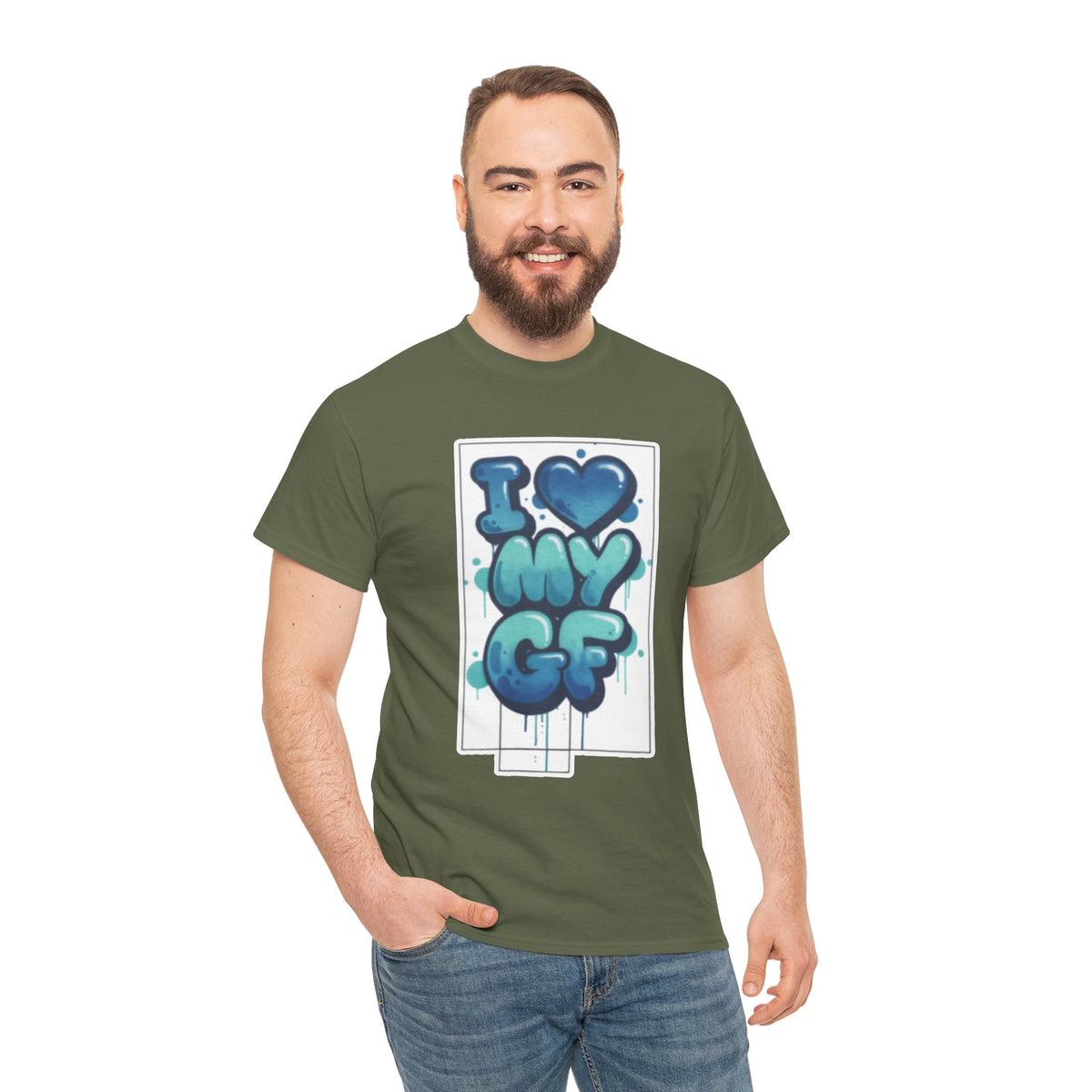 I LOVE My GF T-Shirt — Cute Blue Graffiti Love Tee for Girlfriend Gifts