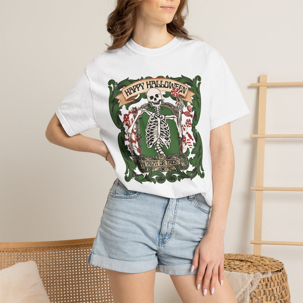 Happy Halloween Skeleton T-Shirt — Vintage Trick or Treat Graphic Tee