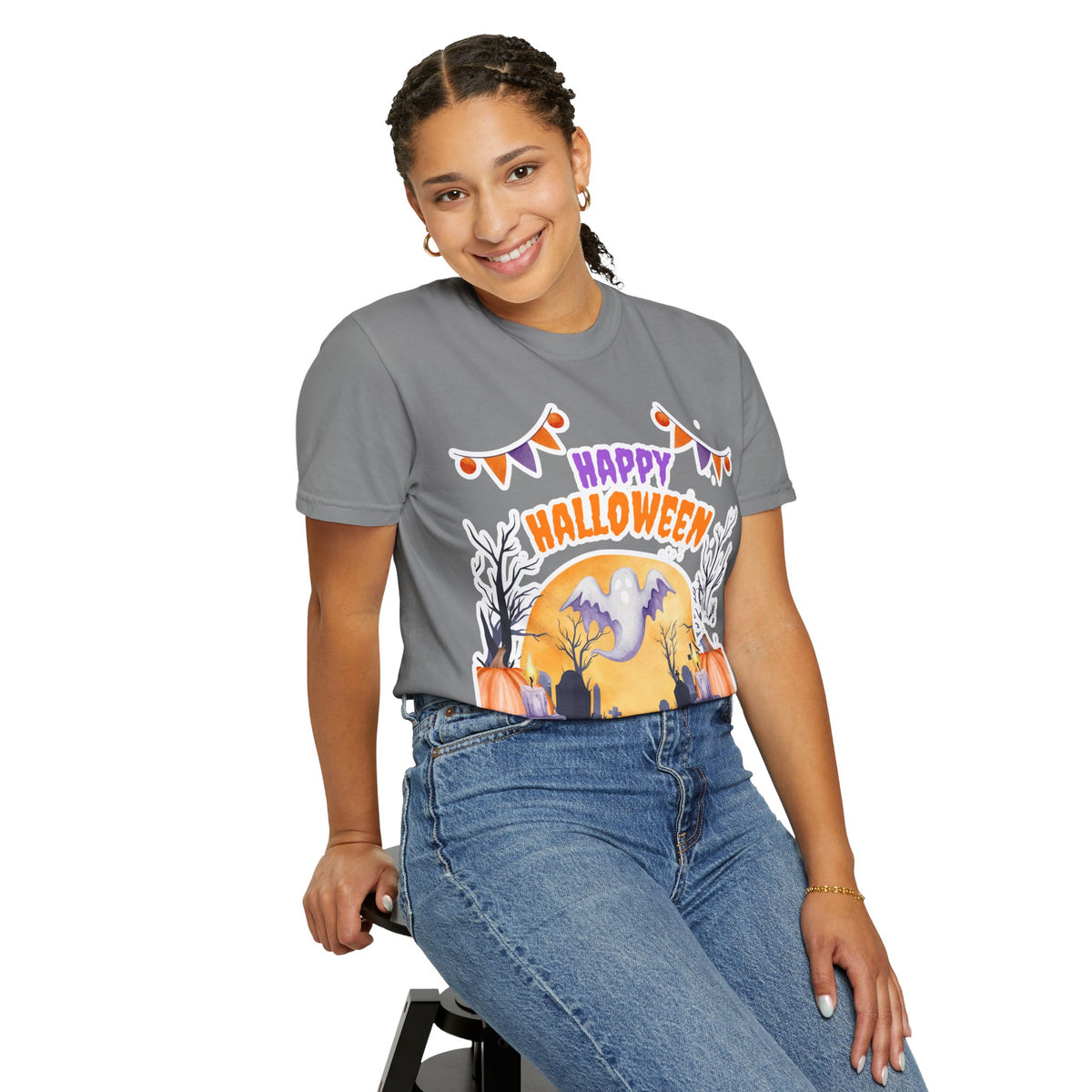 Happy Halloween T-Shirt — Ghost & Pumpkin Halloween Tee