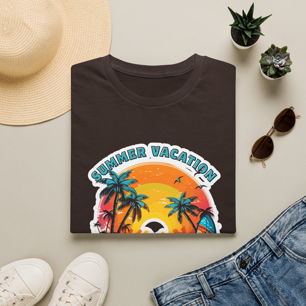 Summer Vacation T-Shirt – Tropical Sunset Surf Graphic
