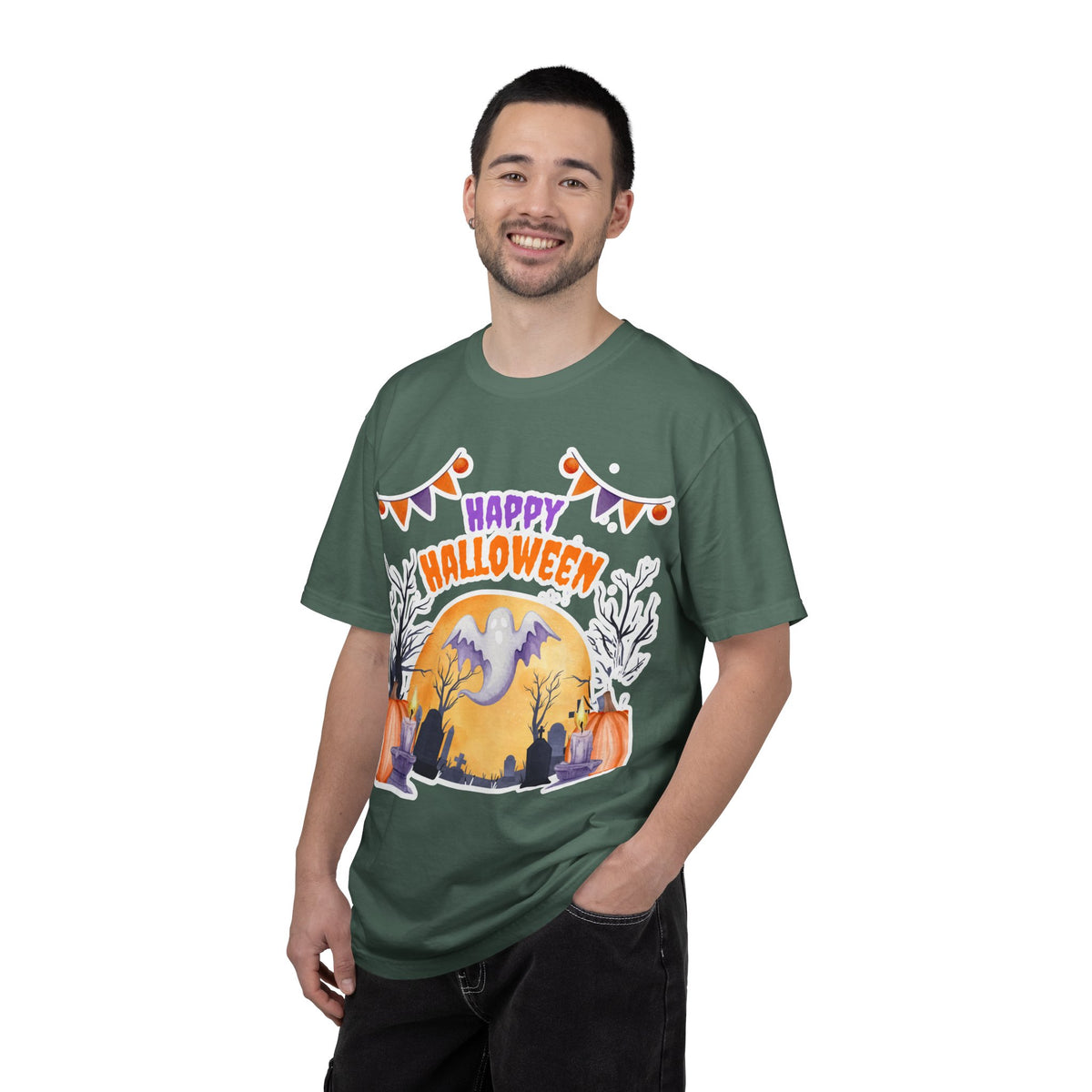 Happy Halloween T-Shirt — Ghost & Pumpkin Halloween Tee