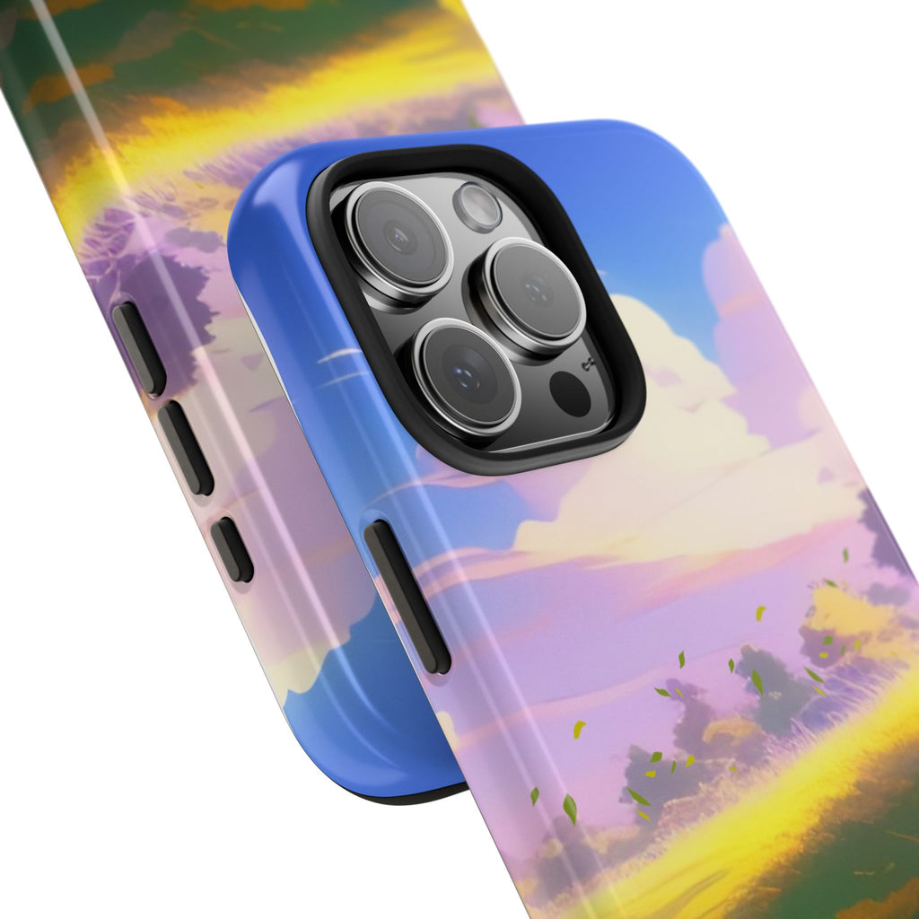 Scenic Sunset Field Tough Phone Case — Pastel Sky Landscape iPhone Case