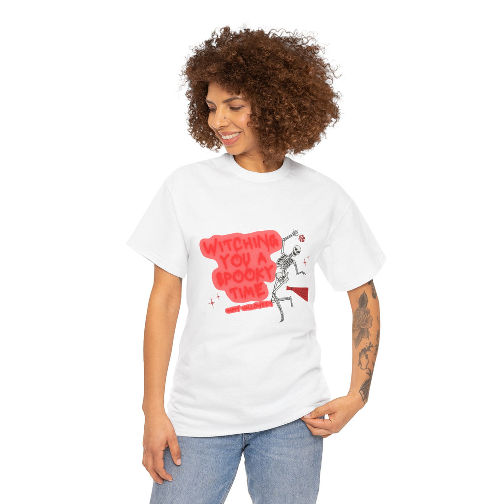 Skeleton 'Witching You a Spooky Time' Halloween T-Shirt
